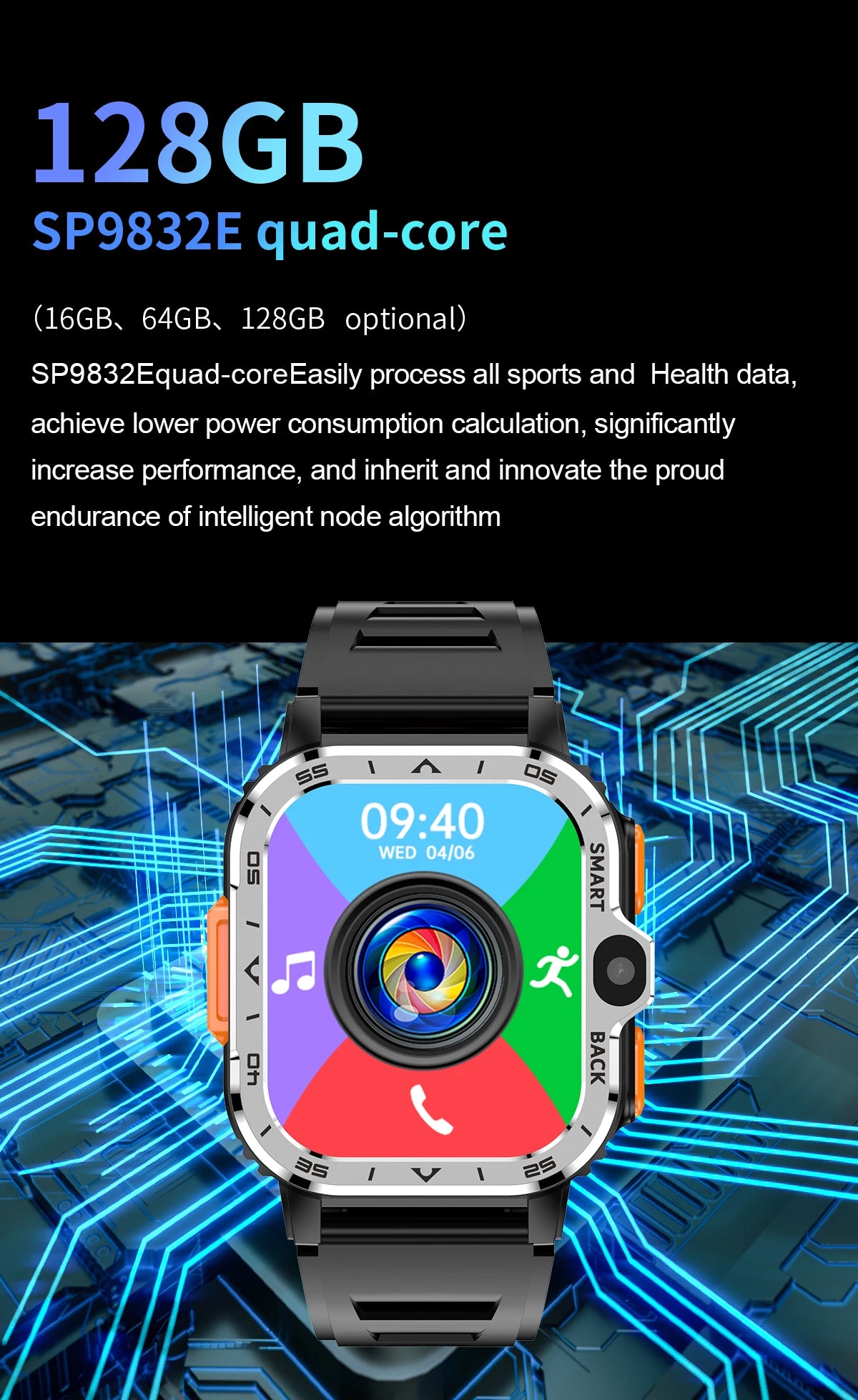 VALDUS Android Smart Watch Men  16G/64G ROM HD Dual Camera 4G SIM Card