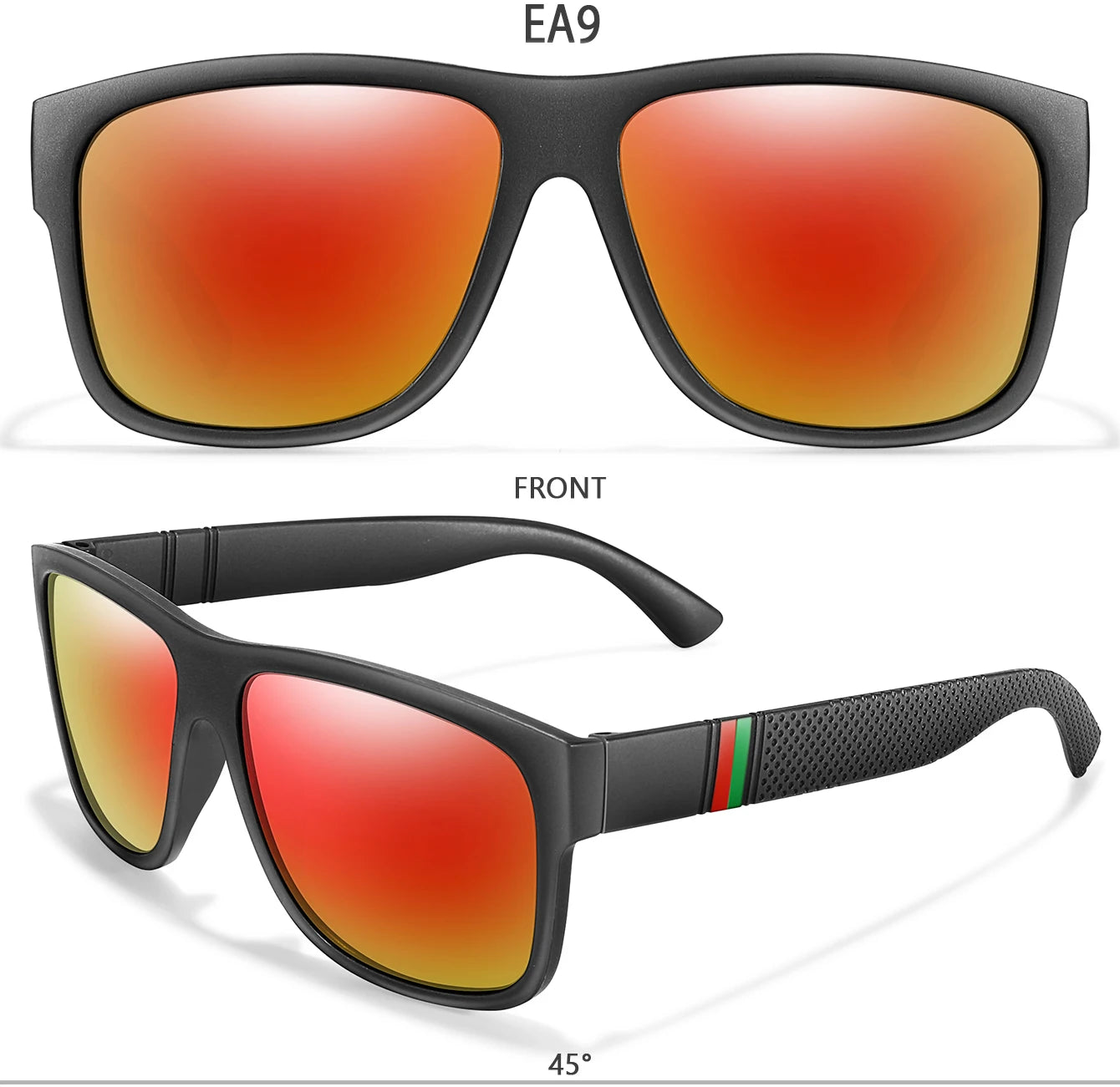 Classic Men Square Polarized  Sunglasses for Outdoor Driving Cycling Running Goggles Vintage Large Frame UV400