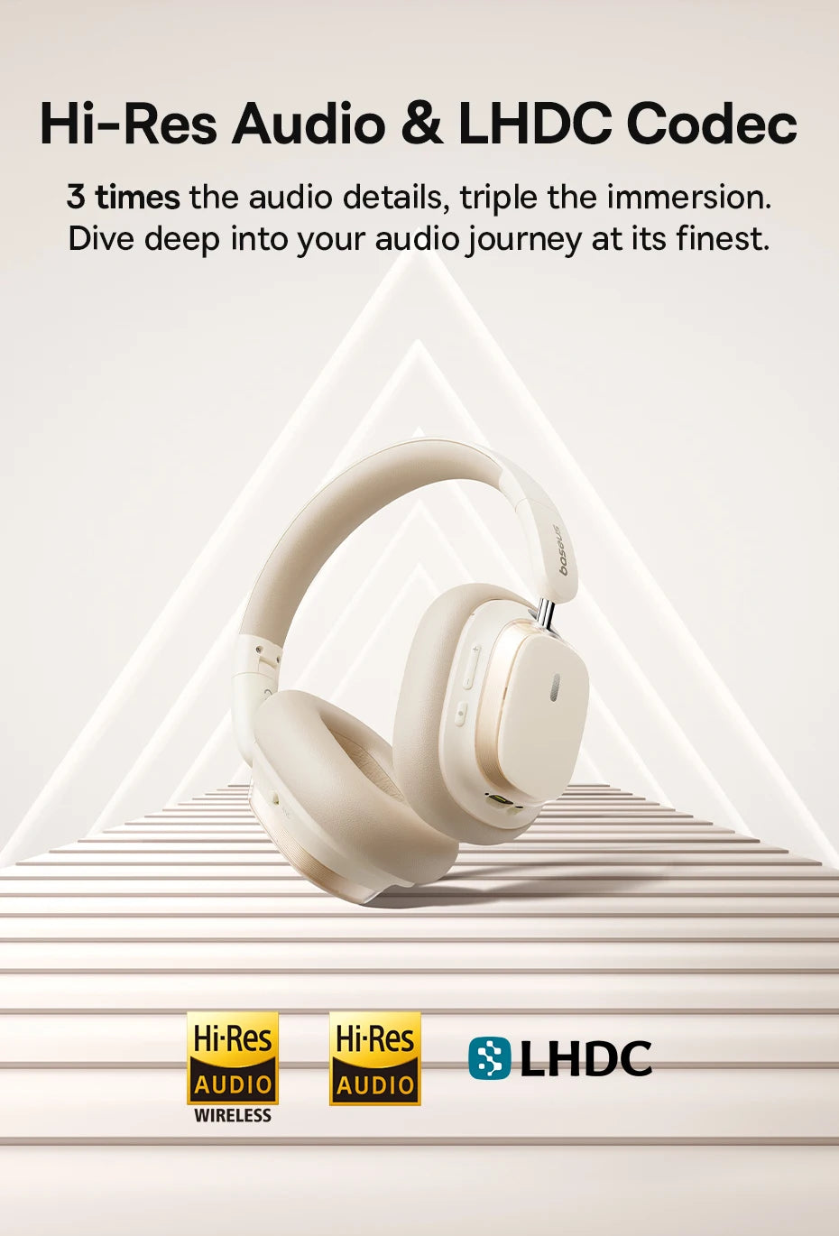 Baseus Wireless Headphones Bluetooth 5.4 Noise Cancelling Hi-Res Spatial Audio 120Hours Time