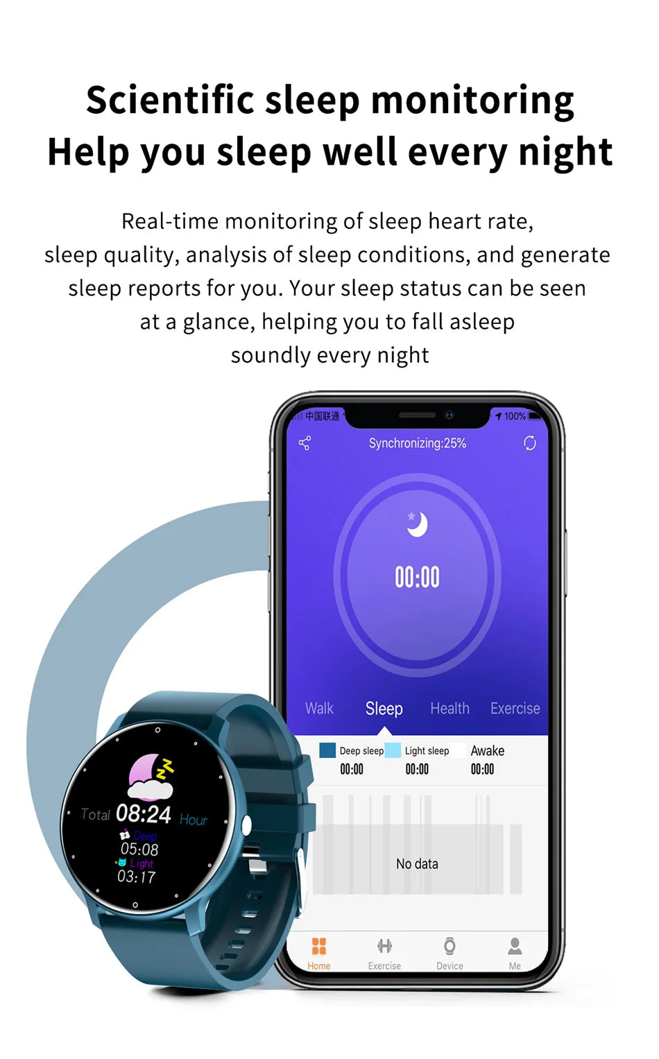 Men Women Sports Fitness Ultra Light Smartwatch Heart Rate
