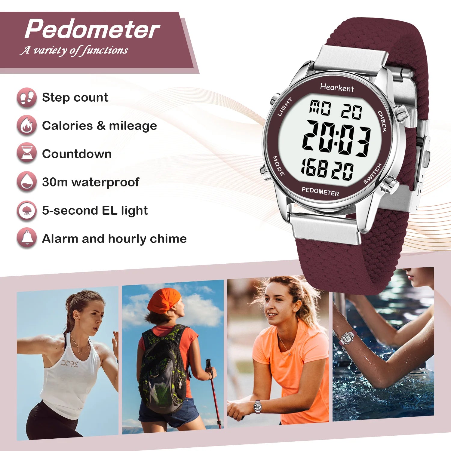 Hearkent Women's Digital Sport Watch with Pedometer, Step Counter, Calories Mile,...