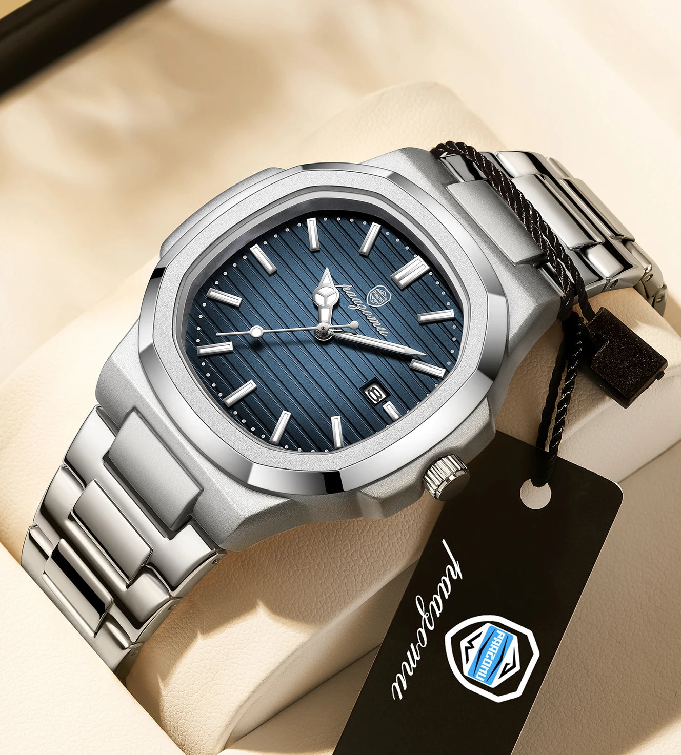 PAAZOMU Luxury Stainless Steel Business Waterproof Luminous Men Watch