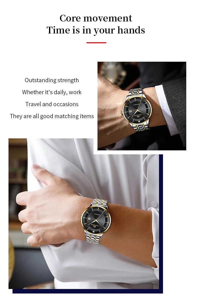 Luxury Rhinestone 43mm Blue Gold Quartz Stainless Steel for Men