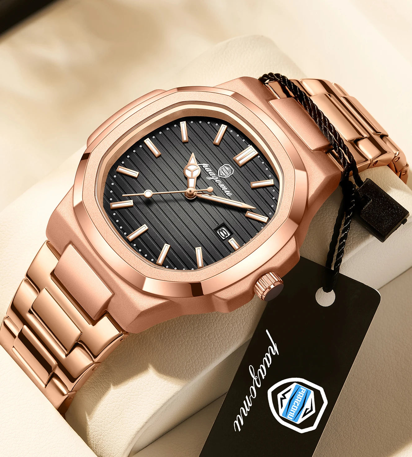 PAAZOMU Luxury Stainless Steel Business Waterproof Luminous Men Watch