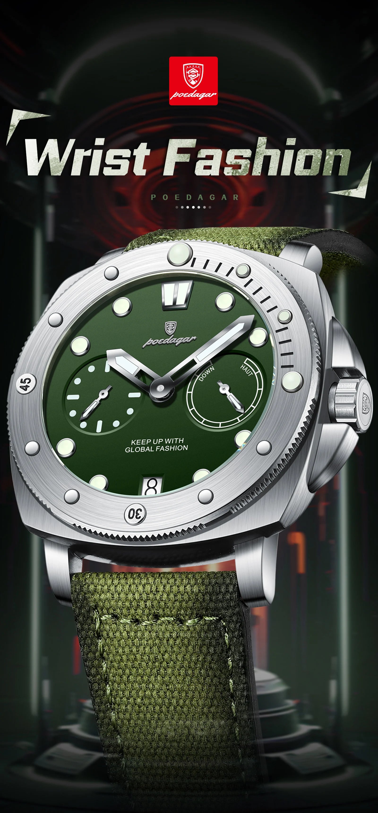 POEDAGAR High Quality Military Watch For Man Waterproof Luminous Date