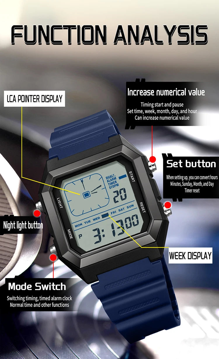 SANDA  Digital Watches for Man Multifunction Luminous Chronograph Calendar Outdoor Sport Waterproof