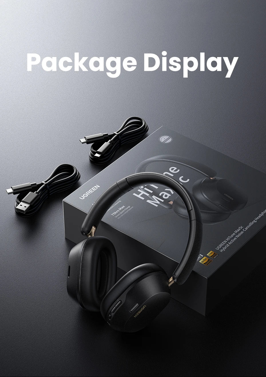 UGREEN  Wireless Bluetooth Headphones Noise Cancellation Hi-Res Spatial Audio Earphones Headset