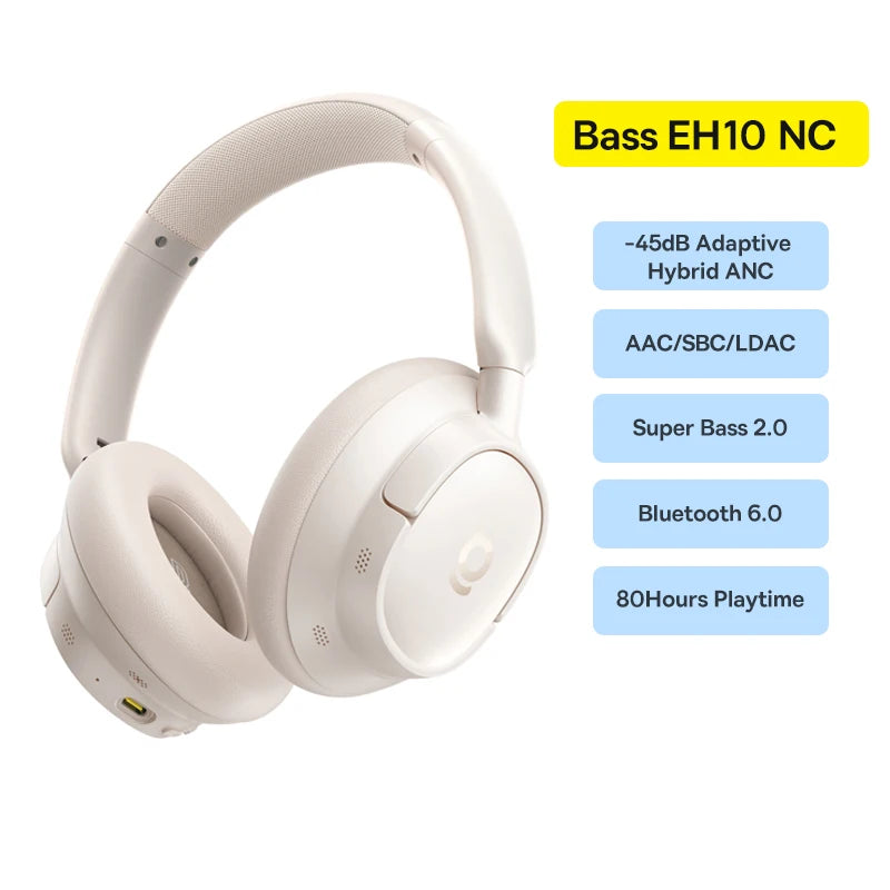 Baseus Wireless Headphones Bluetooth 5.4 Noise Cancelling Hi-Res Spatial Audio 120Hours Time