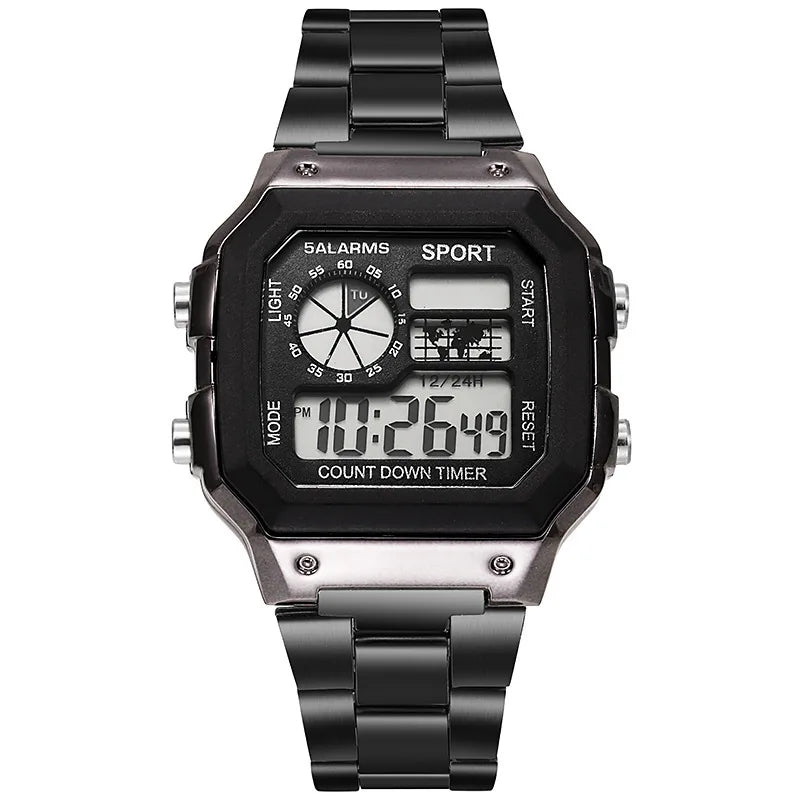 MAYZHISU Men Classic Digital Luxury Stainless Steel Sport Military Watch