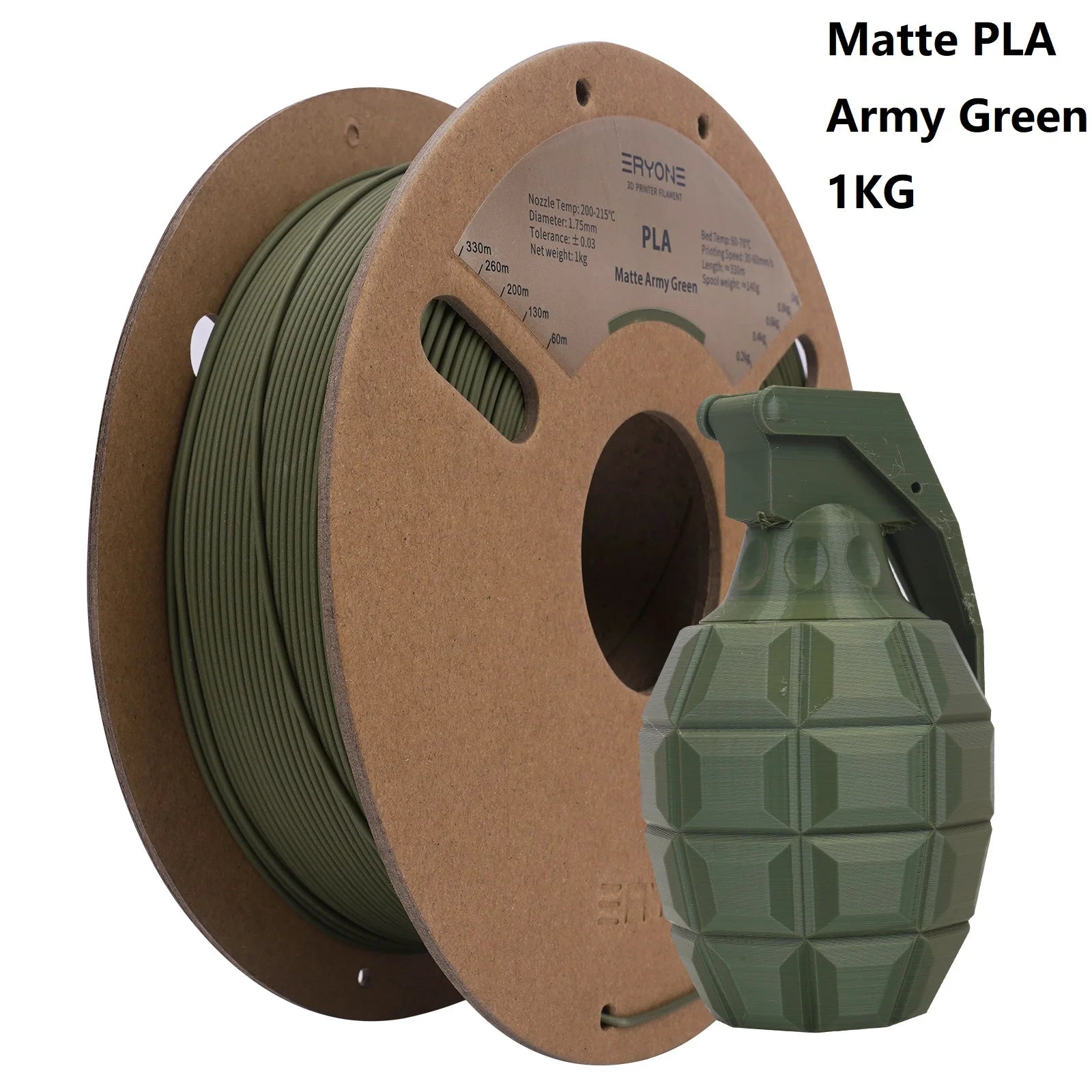 ERYONE PLA Matte Premium Filament 3D Print, Multicolour Available, 1KG/Spool