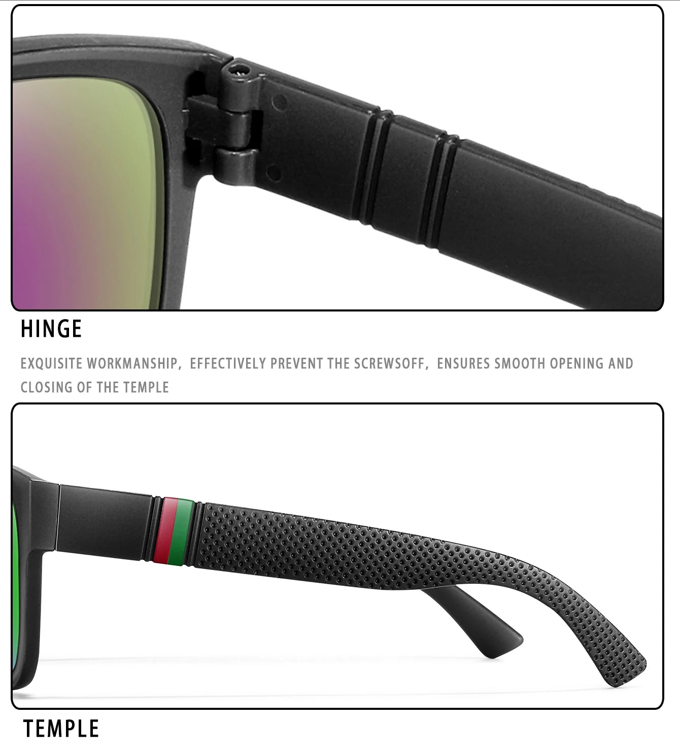 Classic Men Square Polarized  Sunglasses for Outdoor Driving Cycling Running Goggles Vintage Large Frame UV400