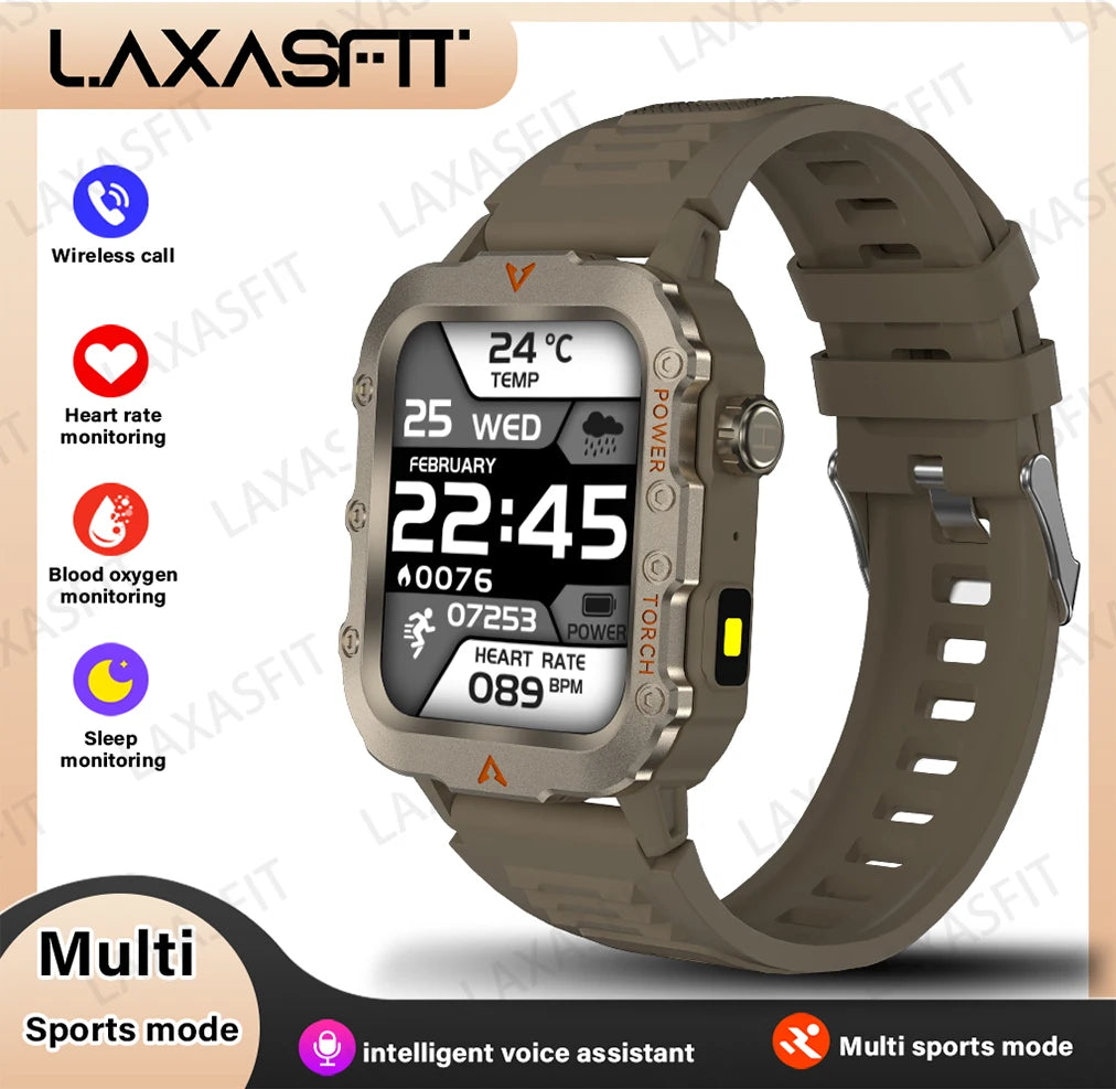 LAXASFIT Health Monitoring Smart Watch for Men and Women LED Flashlight