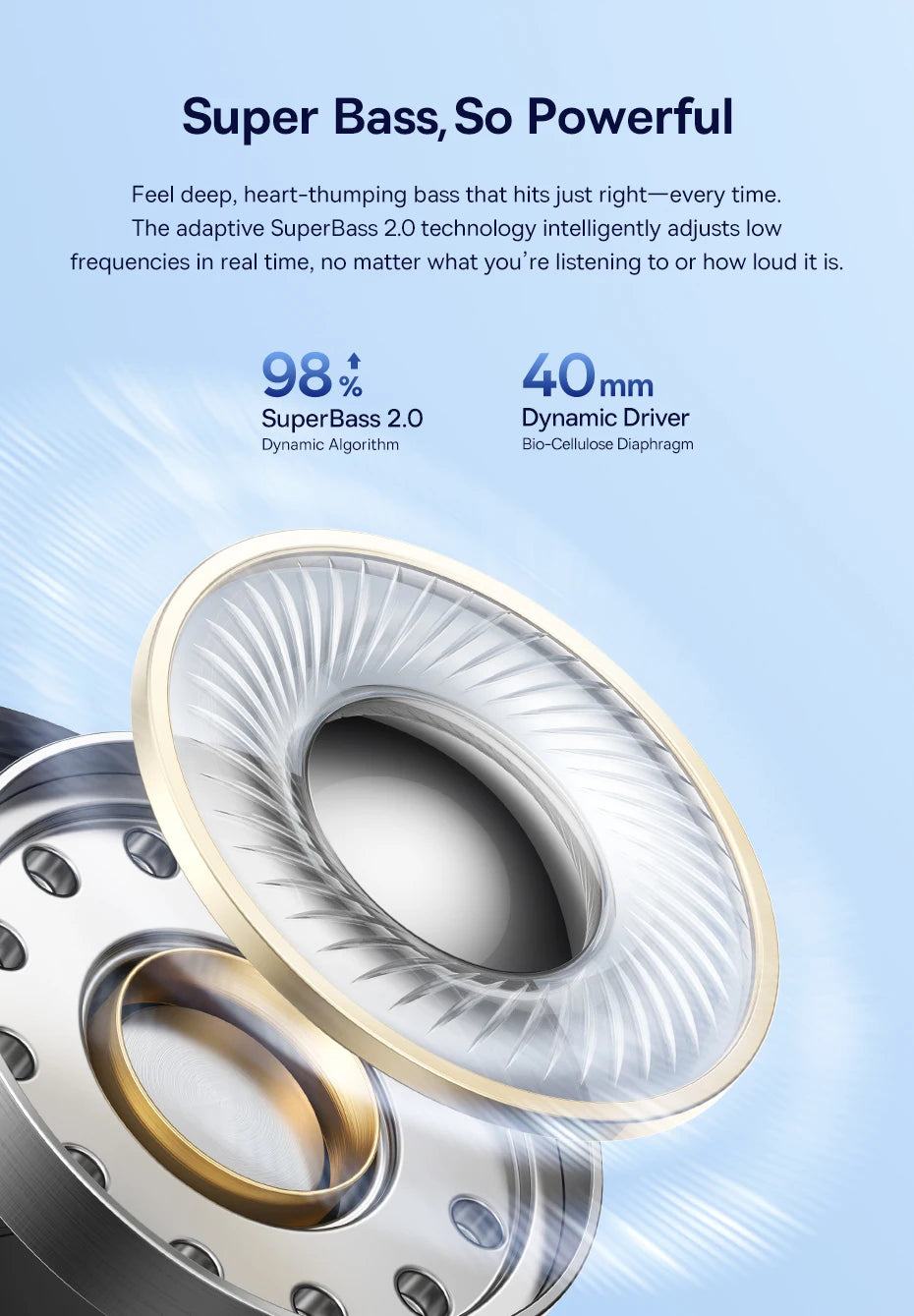 Baseus Wireless Headphones Bluetooth 5.4 Noise Cancelling Hi-Res Spatial Audio 120Hours Time