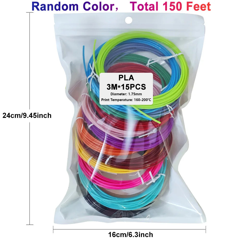 32 Colors 3D Pen Filament 1.75mm PLA, Each Colour 10Feet(3m), Total 320 Feet (96m) 3D Pen Filament Refills, Random Colour