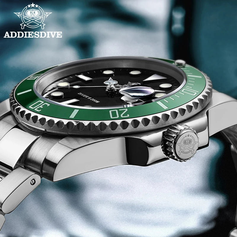 ADDIESDIVE Stainless Steel Watch for Men Waterproof Outdoor Leisure Sports Watch
