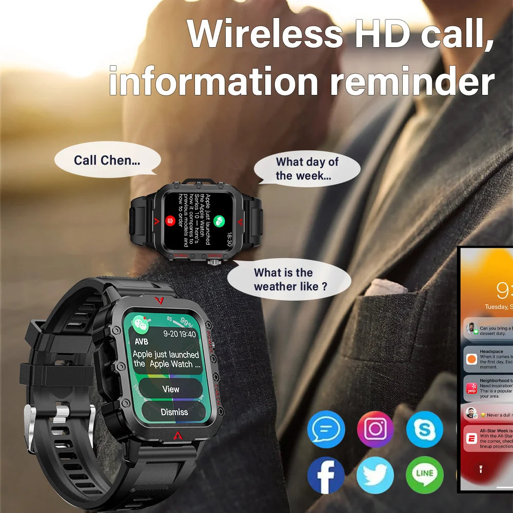 LAXASFIT Health Monitoring Smart Watch for Men and Women LED Flashlight