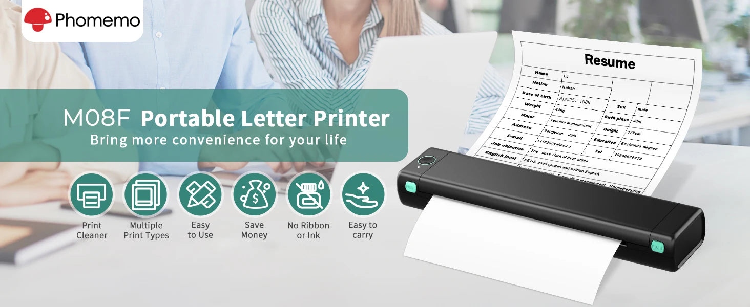 Phomemo  A4 Paper Portable Thermal  Bluetooth Mobile Printer Compatible with Android & iOS Phone & Laptop
