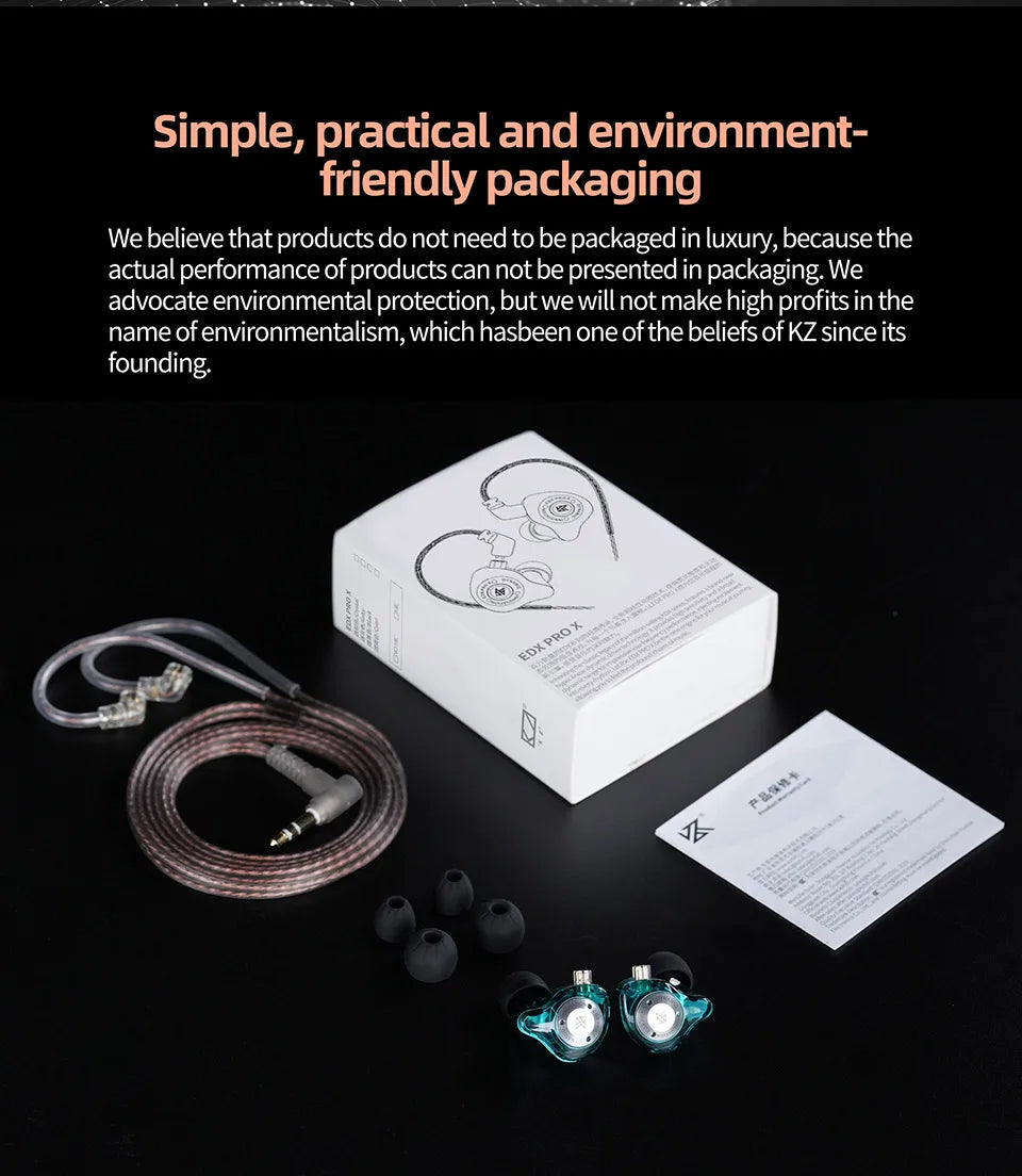 KZ EDX PRO X In Ear Dynamic Drive  HIFI Bass Music Earbud Sport Noise Cancelling Earphone