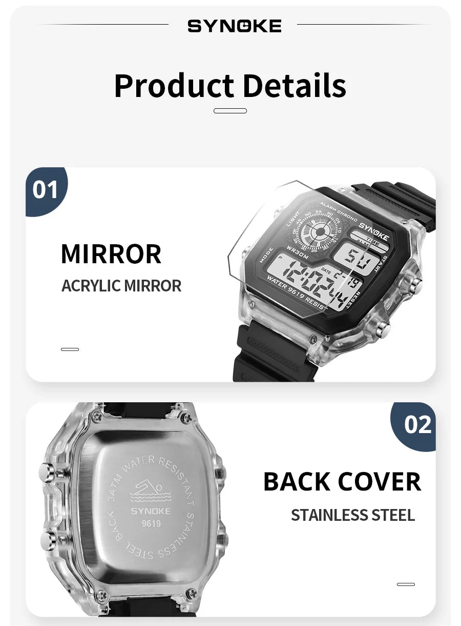 SYNOKE Digital  Men and Women Sport Watch