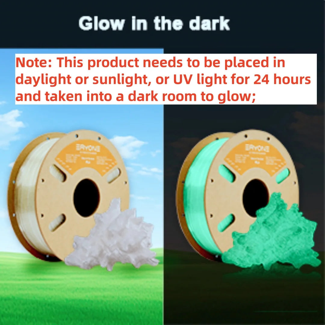 Eryone 200G PLA Filament Glow In The Dark Premium 3D Print ( absorbs sunlight or daylight),200g PLA filament glow in the dark