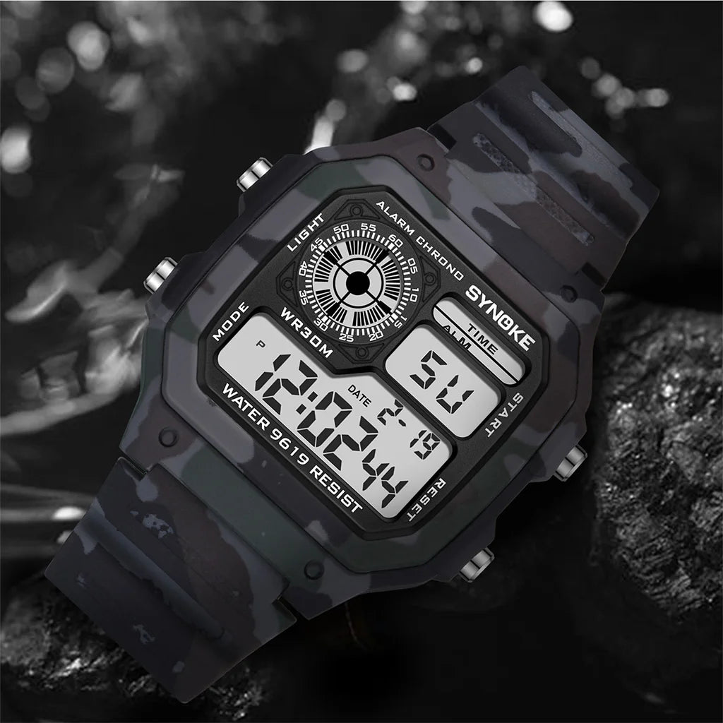 SYNOKE Outdoor Military Digital Watch For Men Sports Waterproof Luminous