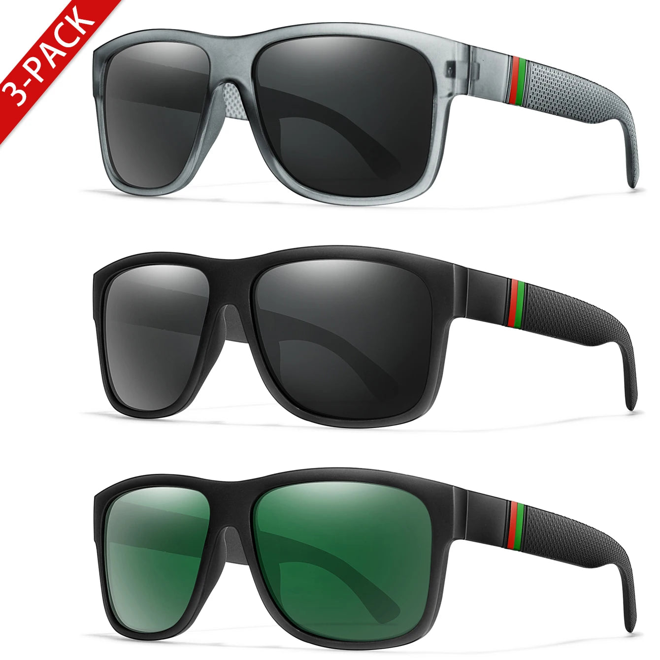 Classic Men Square Polarized  Sunglasses for Outdoor Driving Cycling Running Goggles Vintage Large Frame UV400