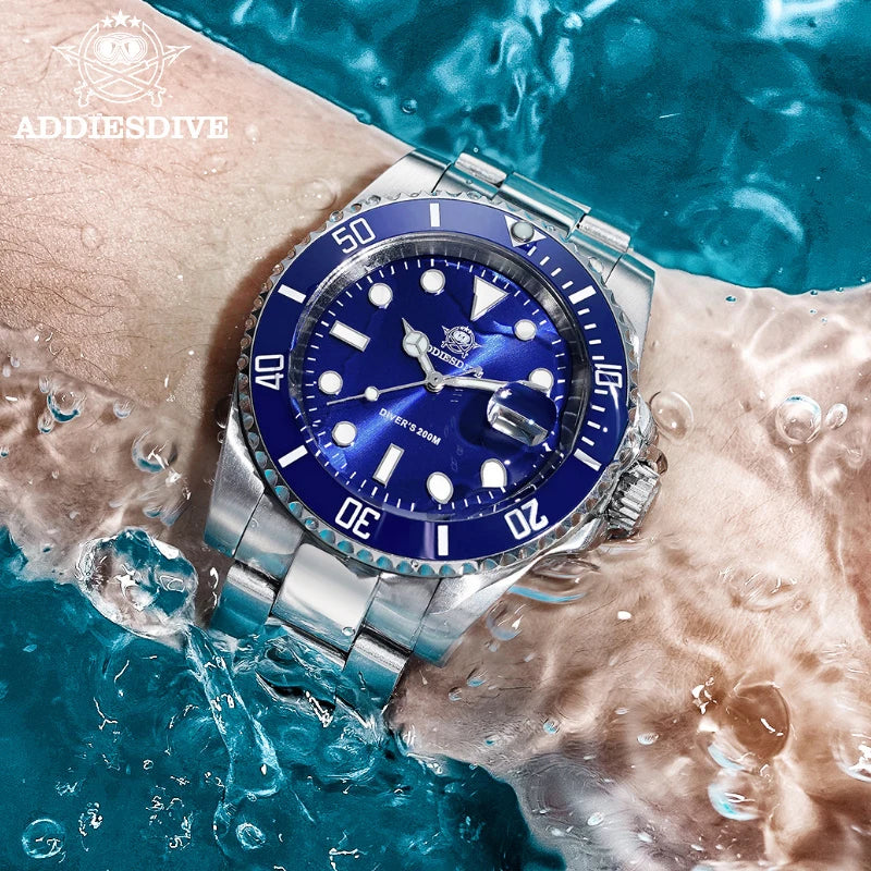 ADDIESDIVE Stainless Steel Watch for Men Waterproof Outdoor Leisure Sports Watch