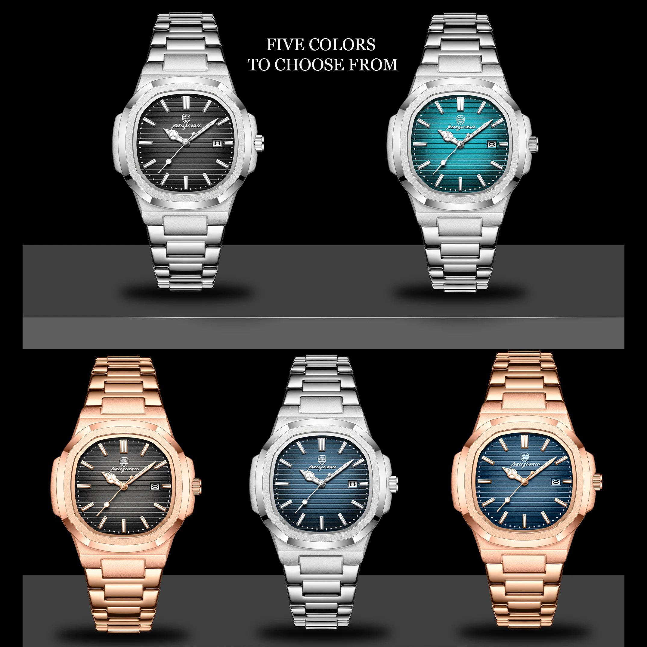 PAAZOMU Luxury Stainless Steel Business Waterproof Luminous Men Watch