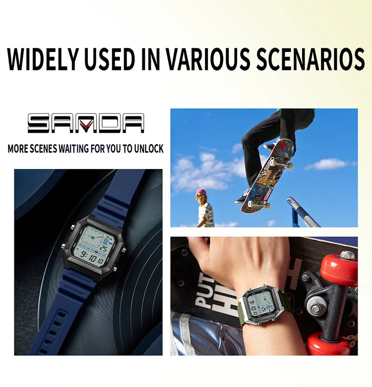 SANDA  Digital Watches for Man Multifunction Luminous Chronograph Calendar Outdoor Sport Waterproof