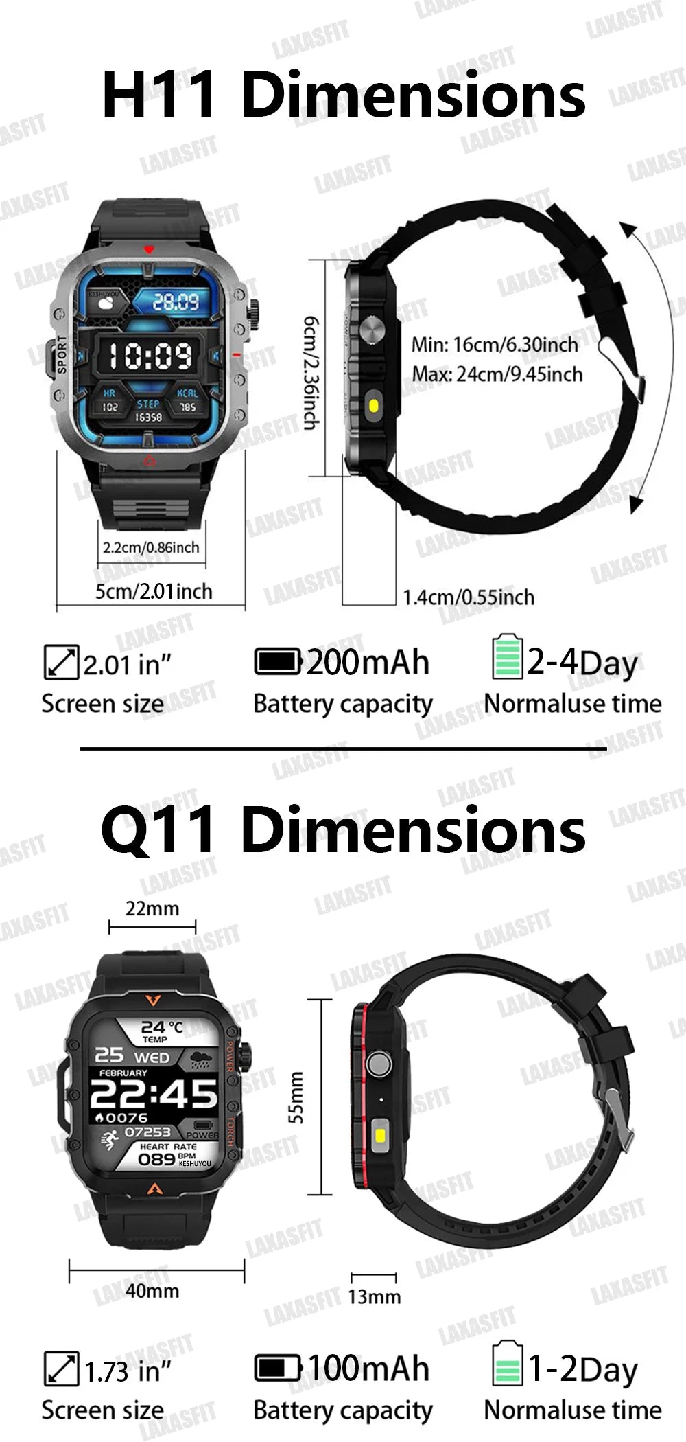 LAXASFIT Men Sports Smart Watch 1.71 Screen Blood Oxygen