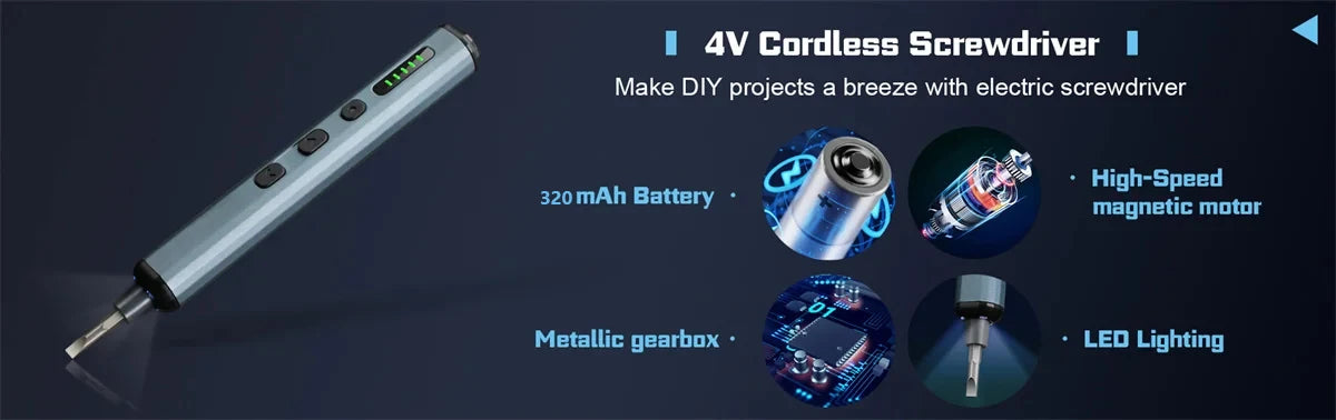 Precision Electric Screwdriver Set with 64 Magnetic Bits 5 Torque Adjustable Mini Power Tool for iPhone Watch Camera Laptop PC
