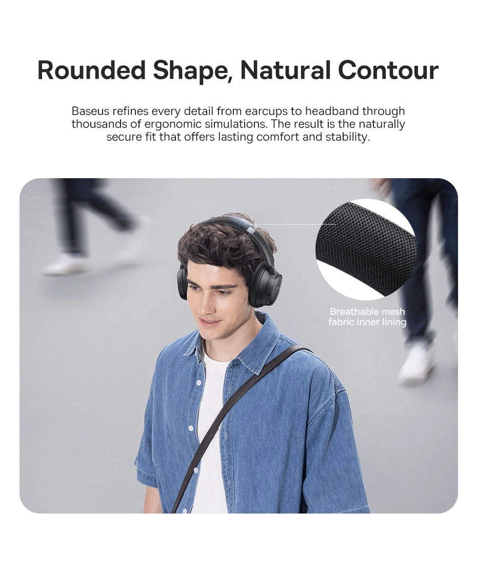 Baseus Wireless Headphones Bluetooth 5.4 Noise Cancelling Hi-Res Spatial Audio 120Hours Time
