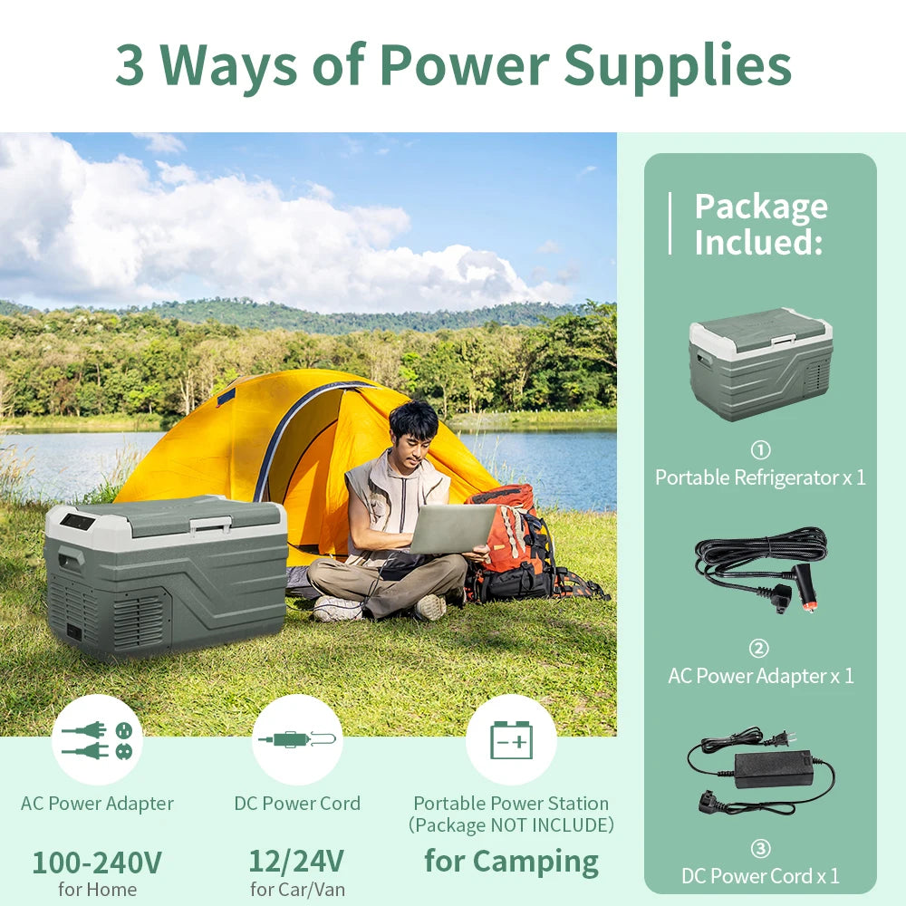 ALPICOOL: Car Refrigerator 12V Compressor Fridge Freezer 12/24V DC 100-240V AC Portable Cooler for Camping Travel 25L, 35L, 45L