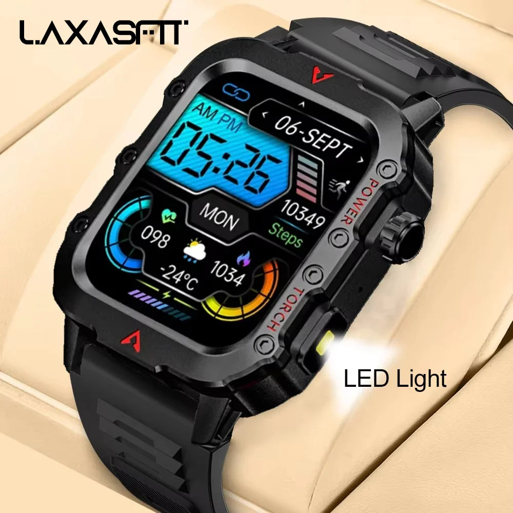 LAXASFIT Health Monitoring Smart Watch for Men and Women LED Flashlight