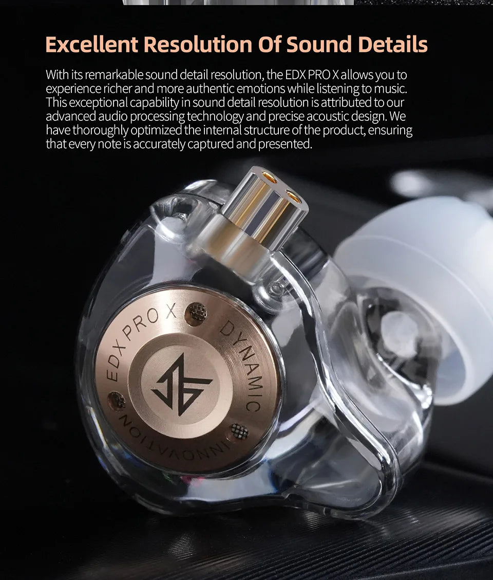 KZ EDX PRO X In Ear Dynamic Drive  HIFI Bass Music Earbud Sport Noise Cancelling Earphone