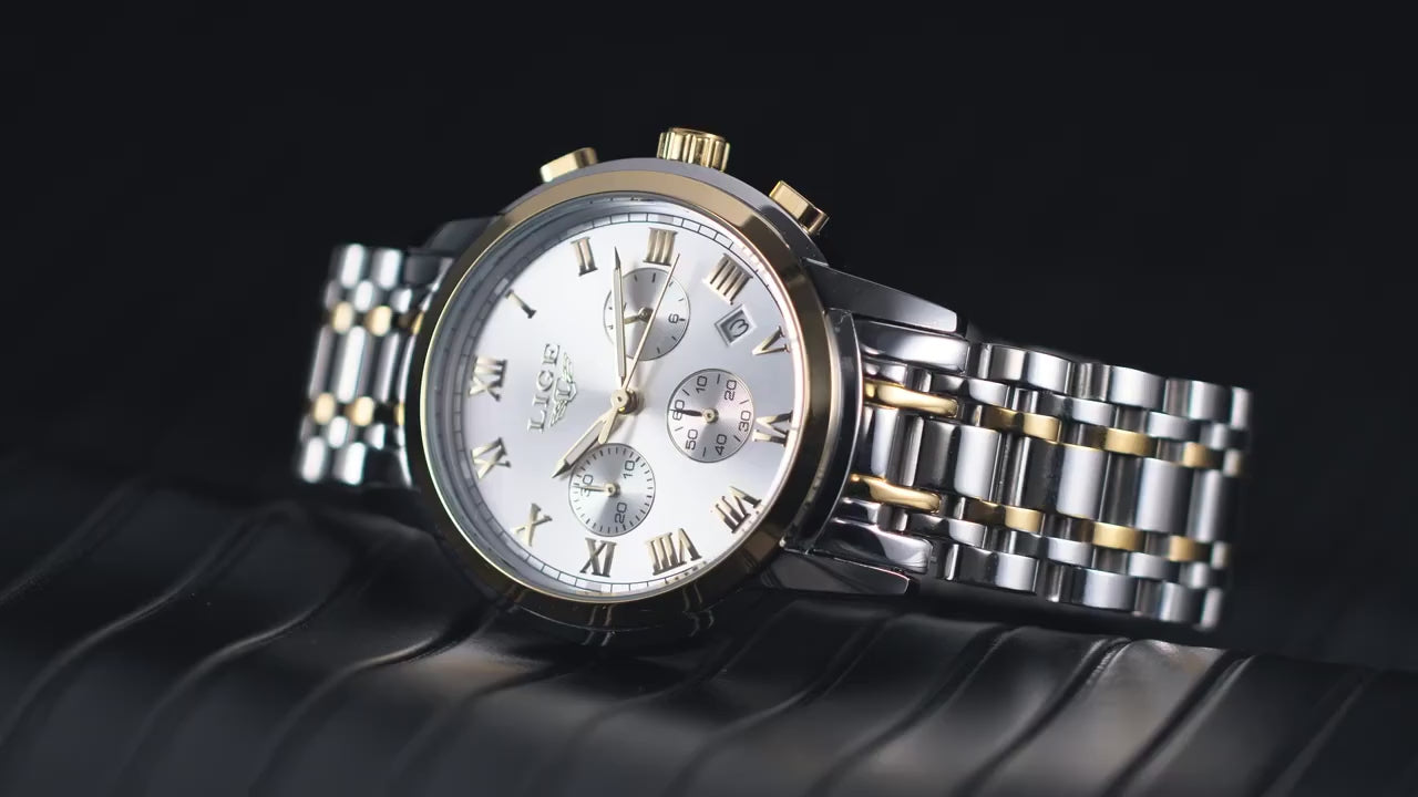 LIGE Fashion Luxury Quartz Watches for Men Business Waterproof Stainless Steel