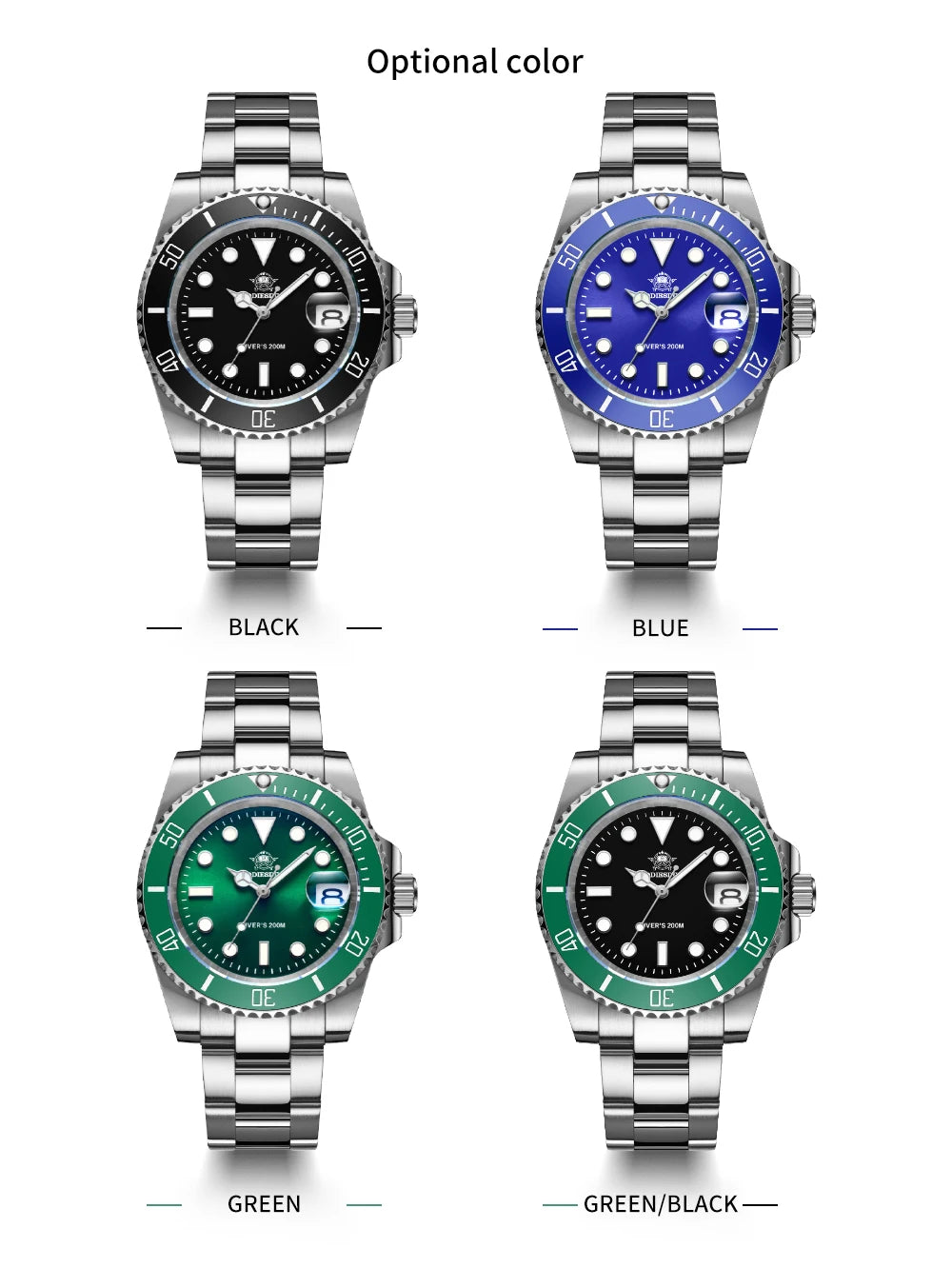 ADDIESDIVE Stainless Steel Watch for Men Waterproof Outdoor Leisure Sports Watch