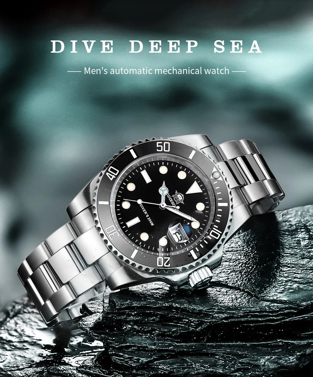ADDIESDIVE Stainless Steel Watch for Men Waterproof Outdoor Leisure Sports Watch