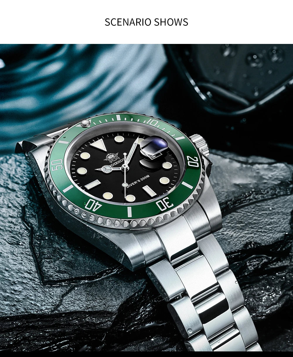 ADDIESDIVE Stainless Steel Watch for Men Waterproof Outdoor Leisure Sports Watch