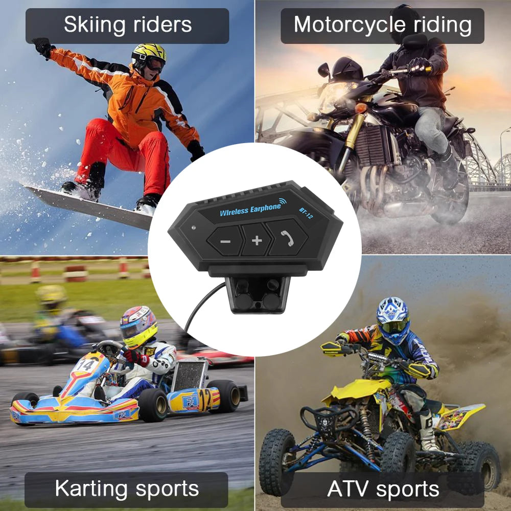 KEBIDUMEI Motorcycle Helmet Stereo Bluetooth Wireless Handsfree Mic Headphones For Motorbike Rider