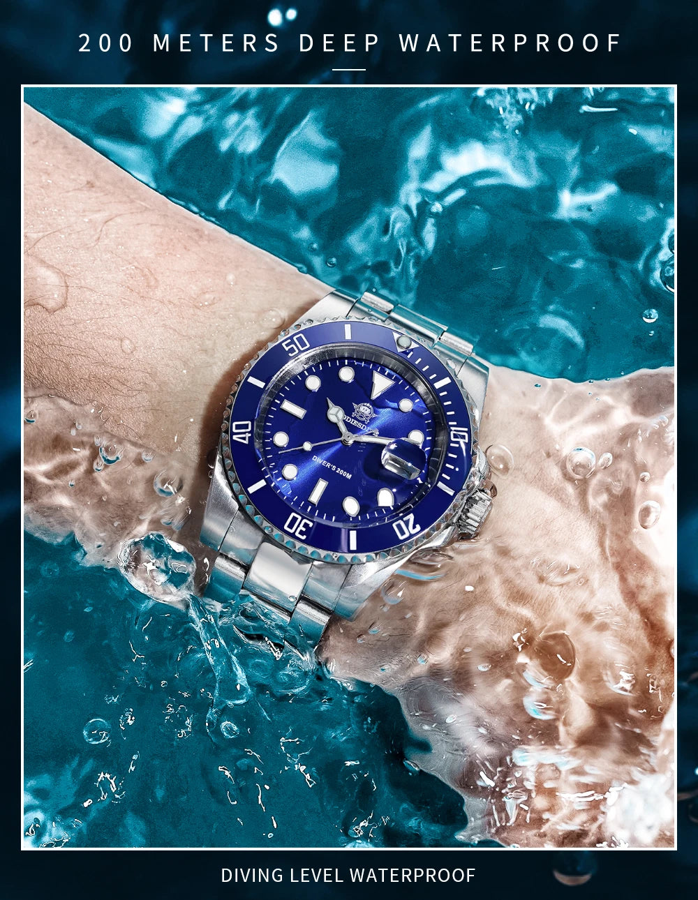 ADDIESDIVE Stainless Steel Watch for Men Waterproof Outdoor Leisure Sports Watch