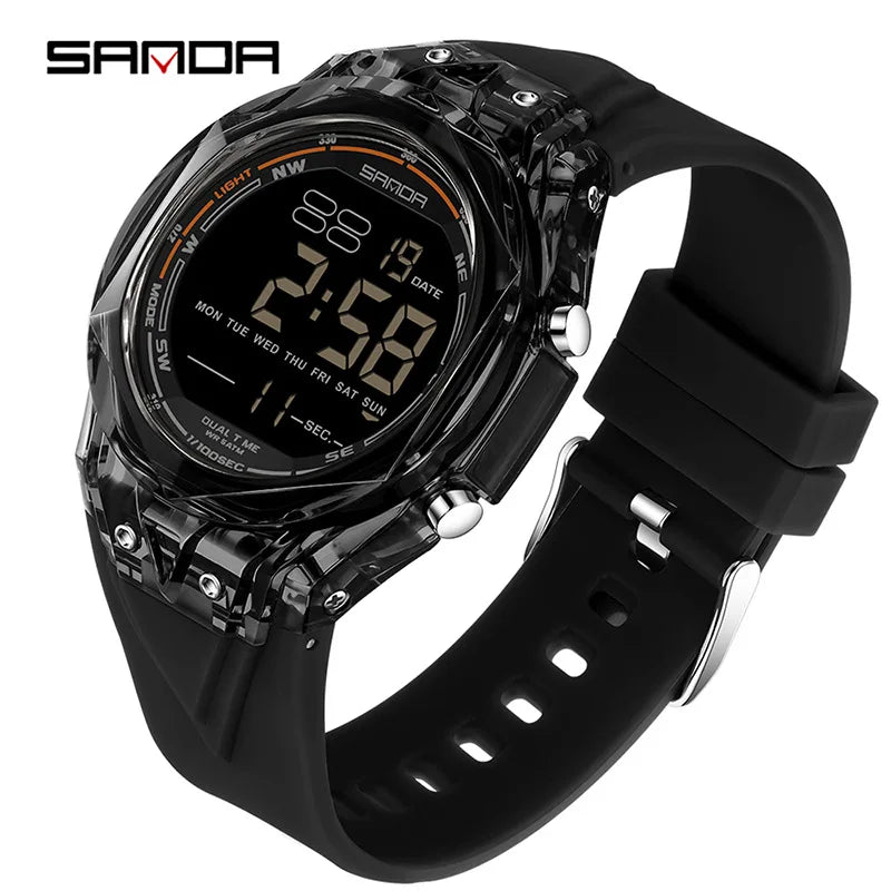 SANDA electronic watch for both men and women, multifunctional anti fall, 50M waterproof