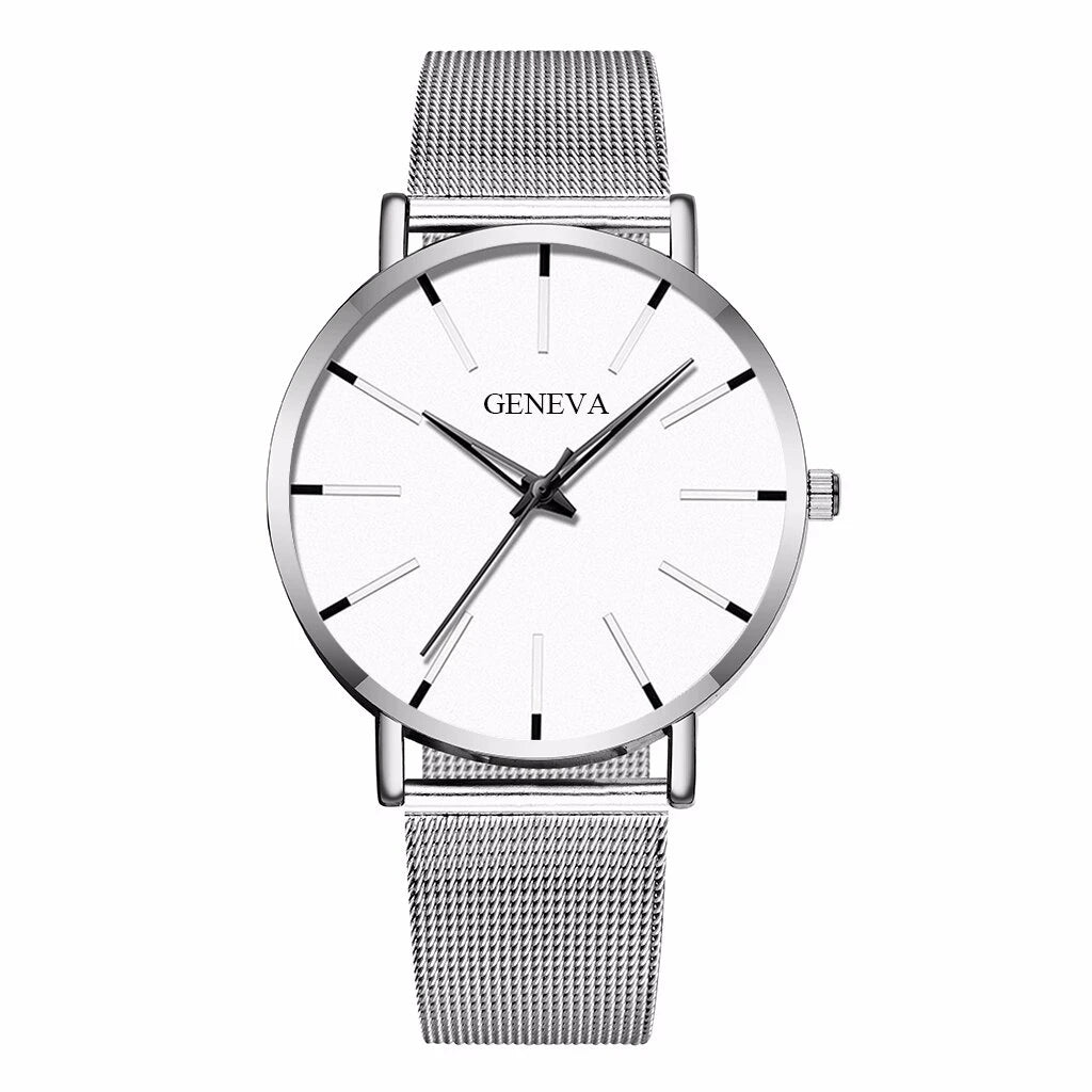 YOLAKA Men Business Watches Steel Mesh Ultra Thin