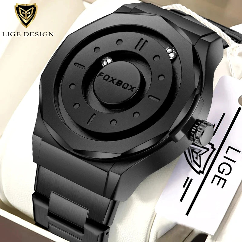FOXBOX  Magnetic Force Pointer Watch for Men waterproof