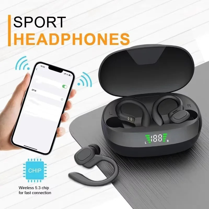 SJUJ Wireless Ear hook Sports HIFI Stereo Waterproof Earbuds With Mic