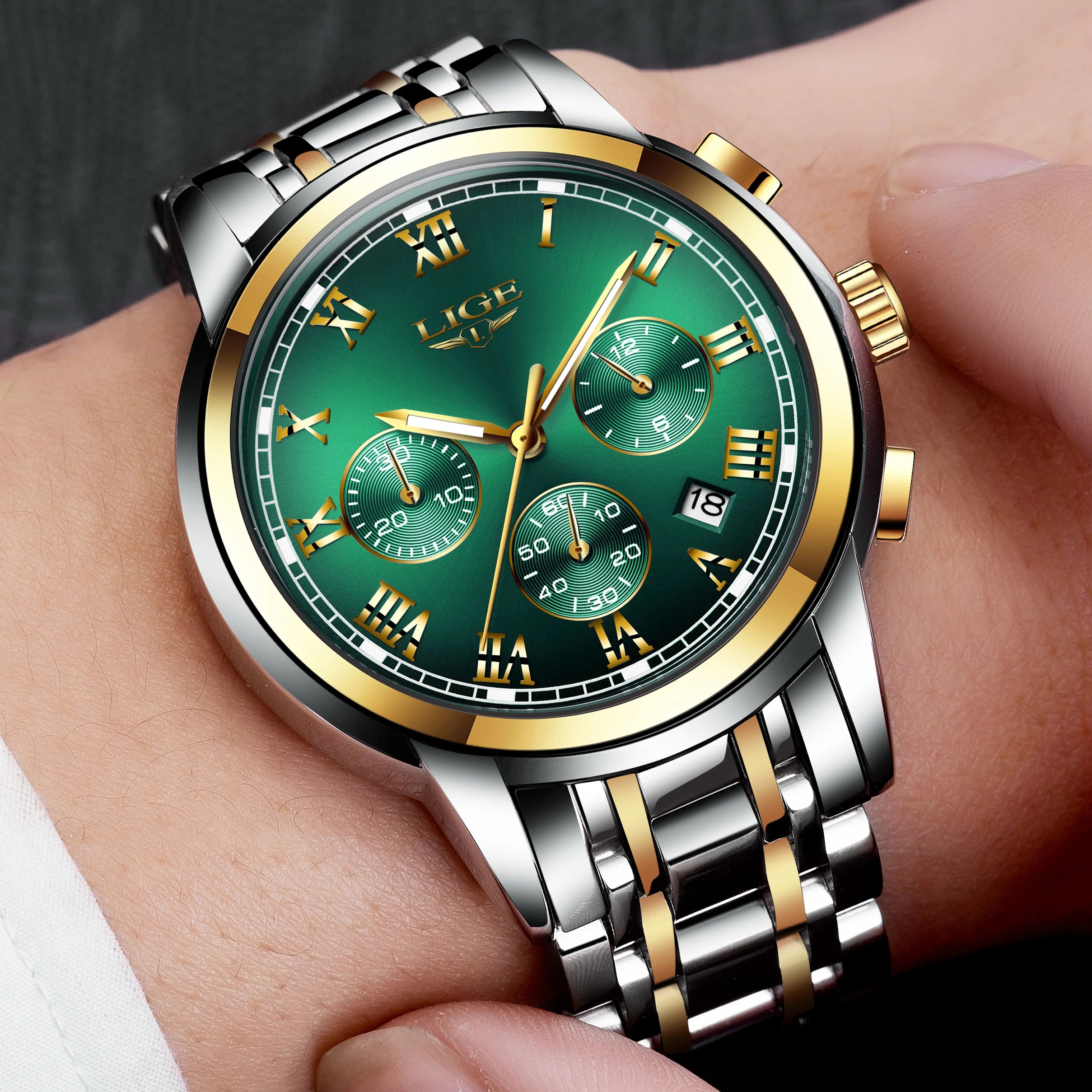 LIGE Fashion Luxury Quartz Watches for Men Business Waterproof Stainless Steel