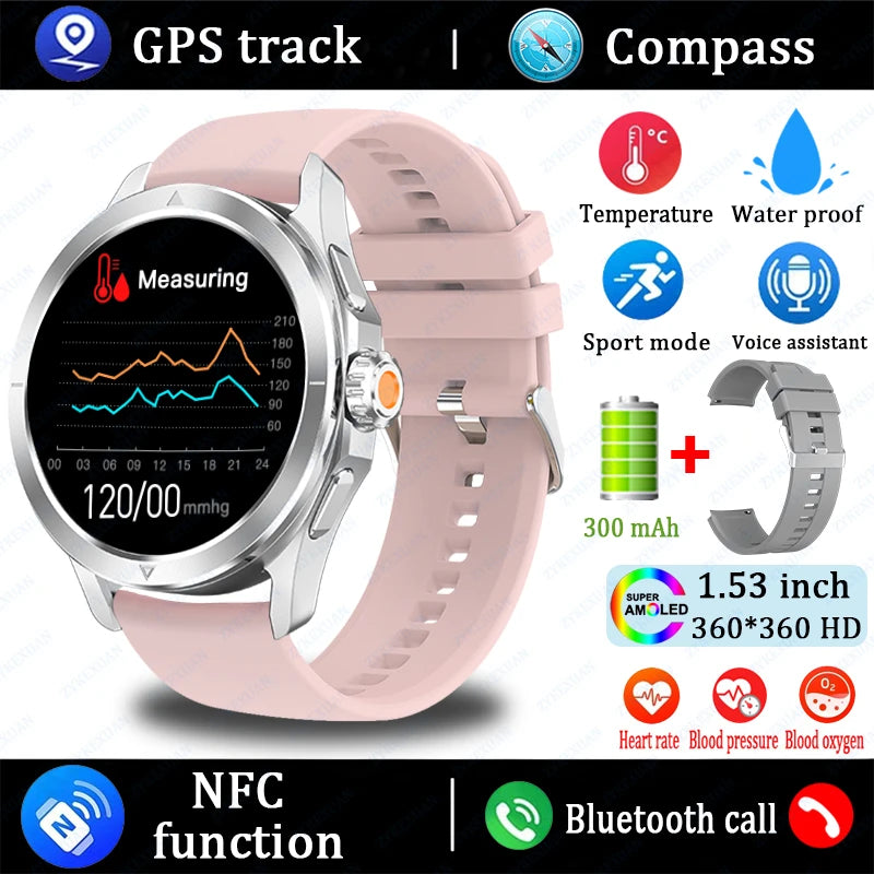 Sports Smart Watch for Men and Women with NFC GPS Compass Heart rate