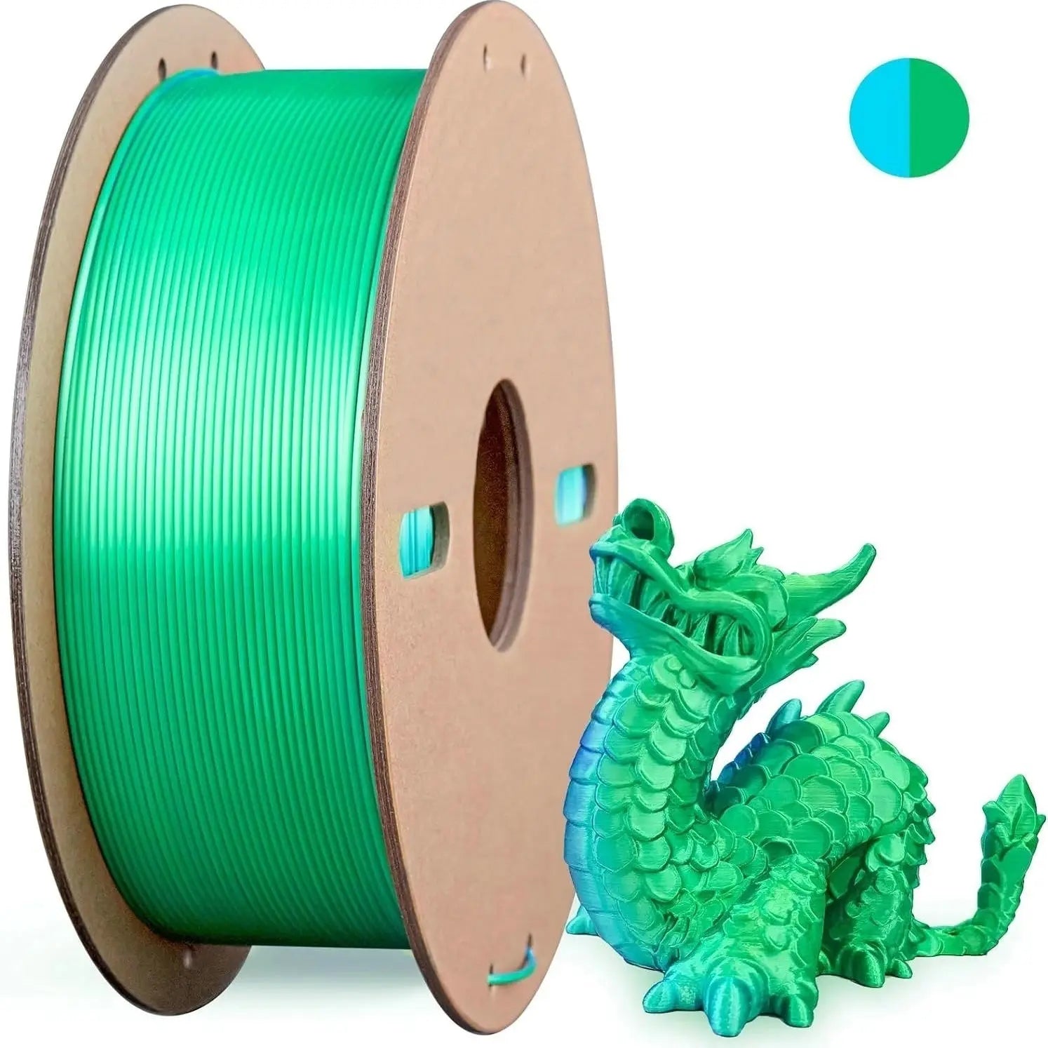 Multicolor 3D Printer Filament,Dual/Tri Colour 1.75mm PLA Silk Shiny Printing Filament,250g(0.55lbs) Fit Most FDM 3D Printer
