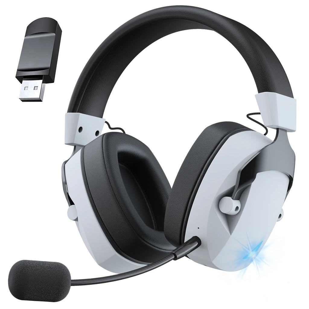 ACINACI Wireless Gaming Headset with Detachable Noise Cancelling Microphone,2.4G Bluetooth-USB-3.5mm Wired Jack 3 Modes for Multi-device