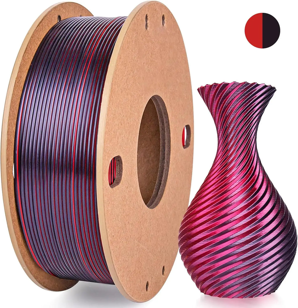 Multicolor 3D Printer Filament,Dual/Tri Colour 1.75mm PLA Silk Shiny Printing Filament,250g(0.55lbs) Fit Most FDM 3D Printer